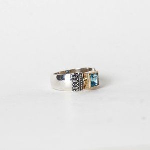Silver Ring with 14K Gold bezel and Aquamarine